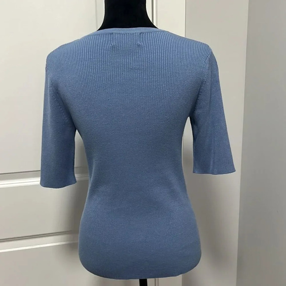 Premise blue shirt 3/4 length sleeves V-neck size L - Picture 4 of 6